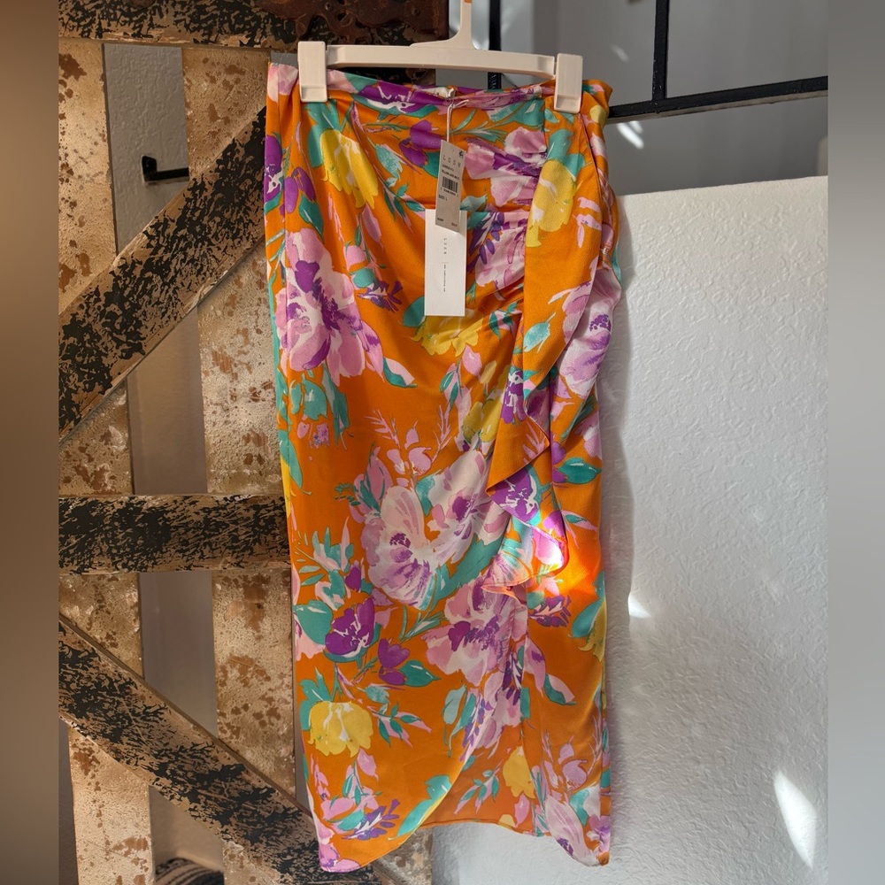 Lush Yellow and Purple Floral Skirt- semiformal